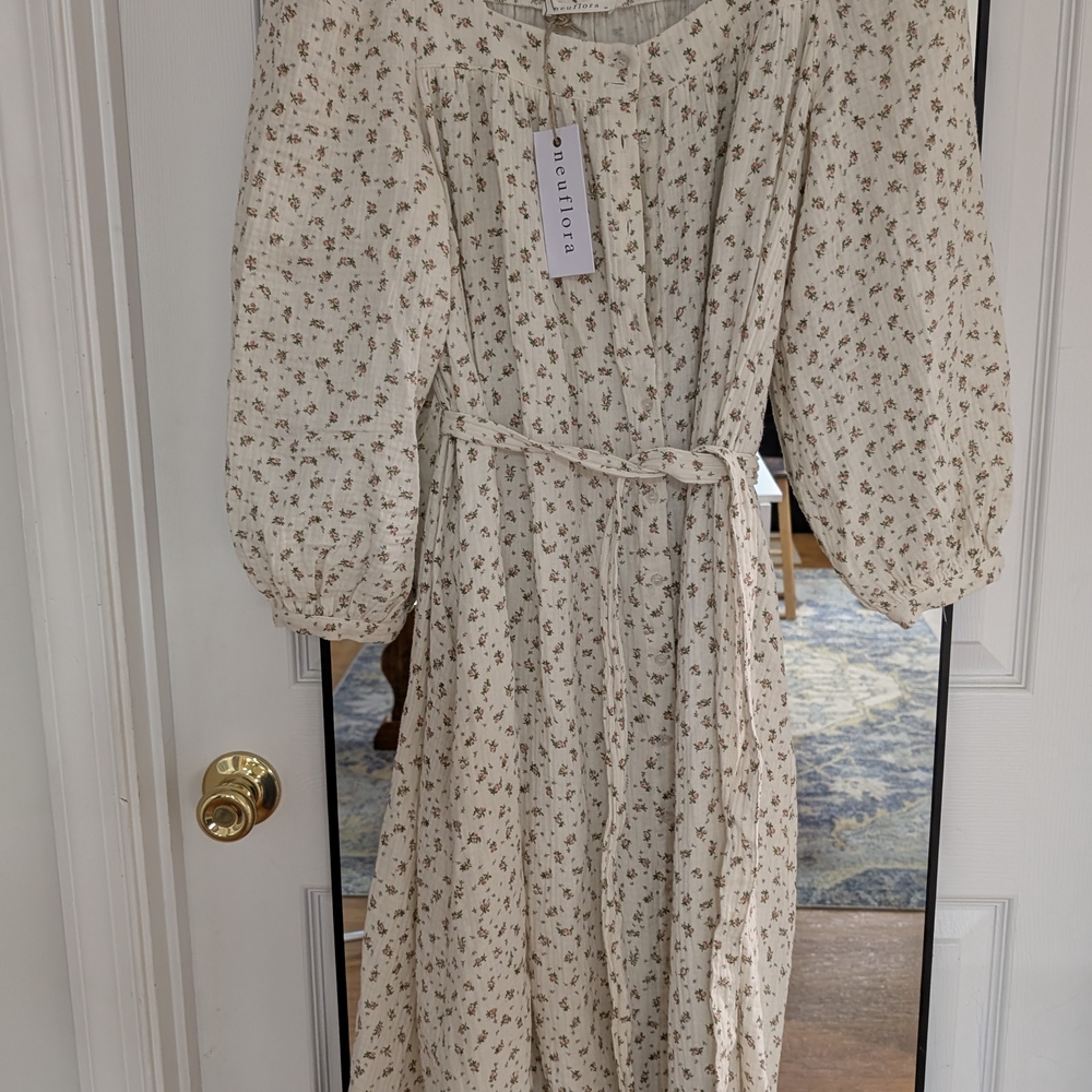 Floral Cream Midi Dress